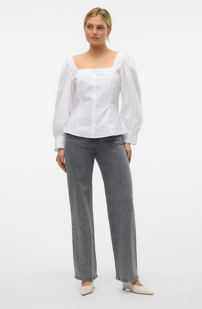 VERO MODA Tessa High Waisted Studded Wide Leg Jeans 7