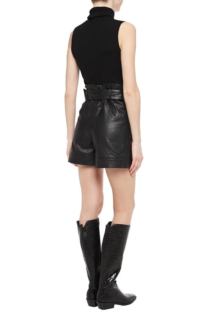 Walter Baker Velda belted gathered leather shorts 3