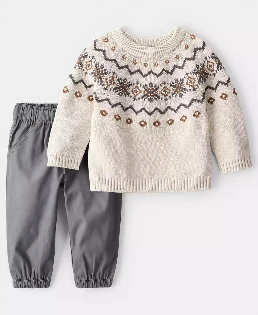 Carter
s Baby Boys
 Fair Isle Long-Sleeve Sweater and Pants, 2-Piece Set