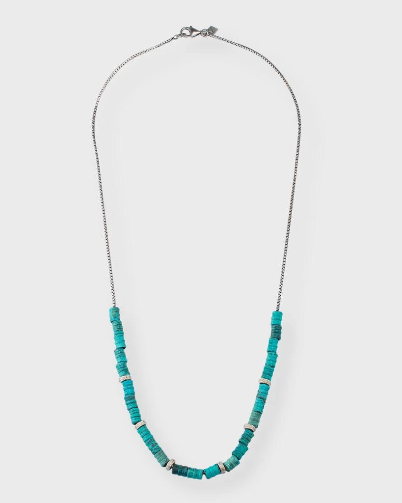 Armenta Men's Artifact Teal Patina Cylinder Beaded Necklace with Diamonds 1