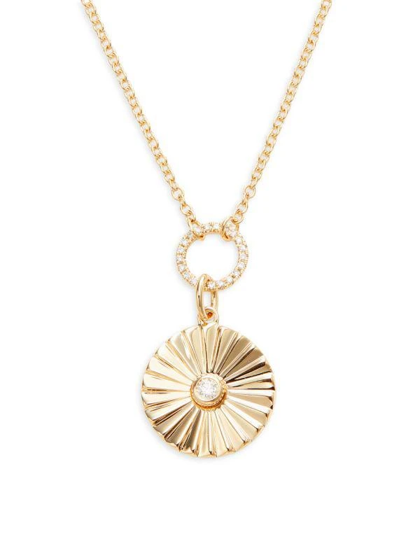 Saks Fifth Avenue 14K Yellow Gold & 0.1 TCW Diamond Circle Pendant Necklace 1