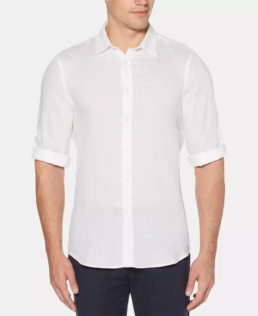 Perry Ellis Men's Solid Linen Roll Sleeve Shirt 1