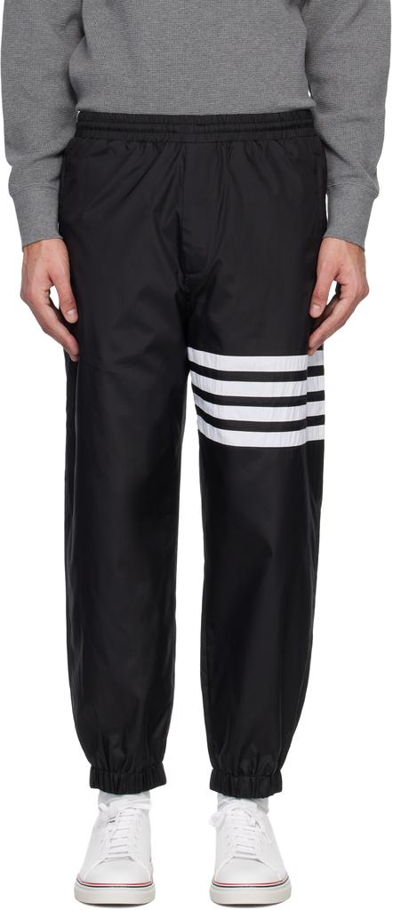 Thom Browne Black Shiny Ripstop 4-Bar Track Pants