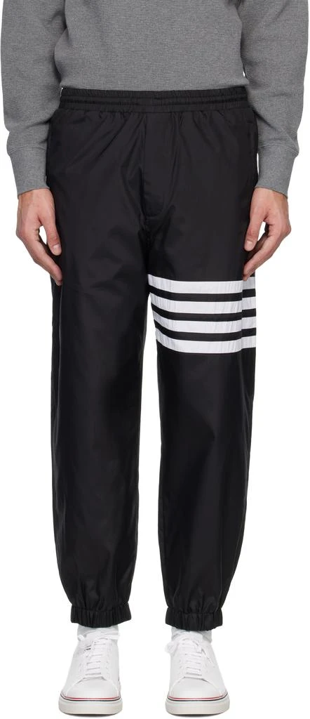 Thom Browne Black Shiny Ripstop 4-Bar Track Pants 1