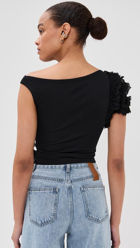 Rokh Flower Draped Off Shoulder Top
