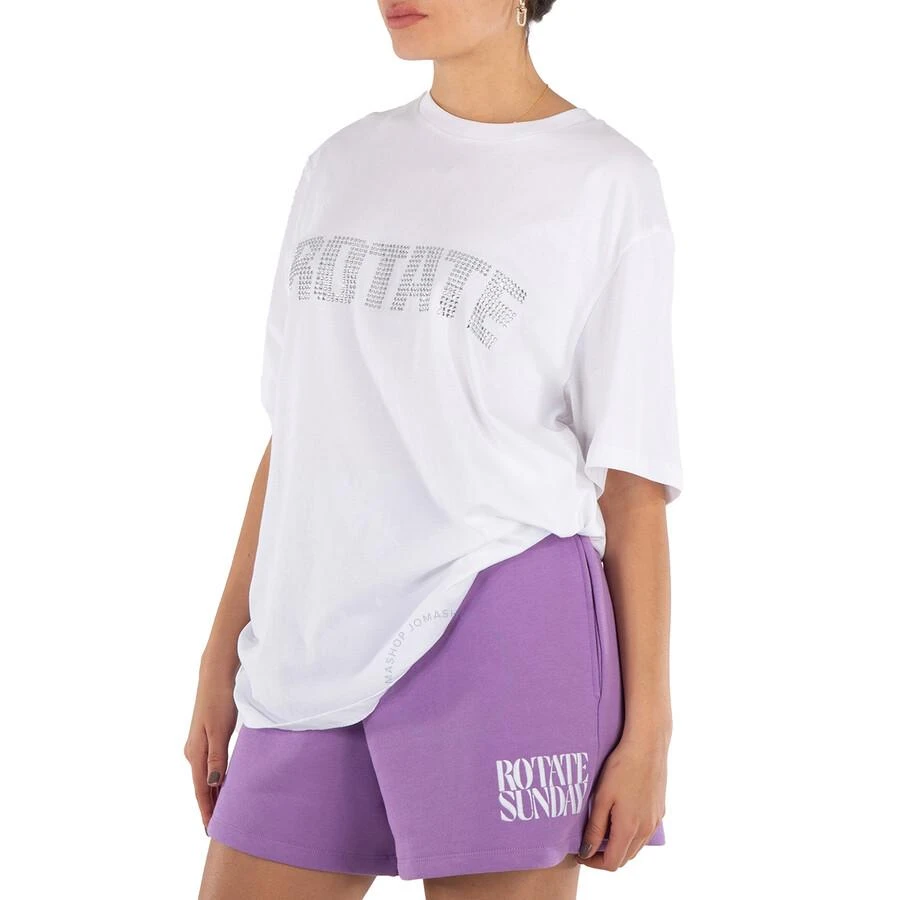 ROTATE Birger Christensen Rhinestone Logo Aster Cotton T-Shirt 3