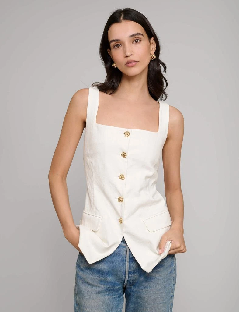 Pixie Market Agatha Gold-Button Linen Top 3