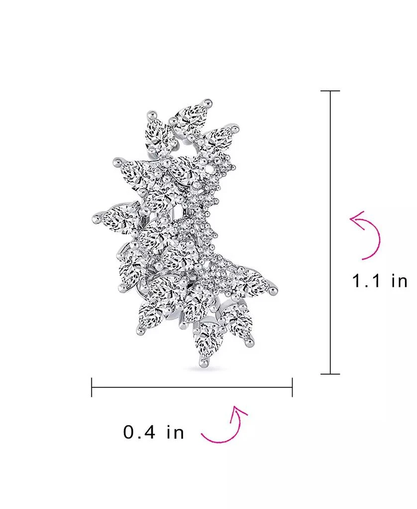 Bling Jewelry Elegant Statement Ear Crawler Clusters Sparkling Cubic Zirconia CZ Leaf Clip On Earrings Non Pierced Ears 4