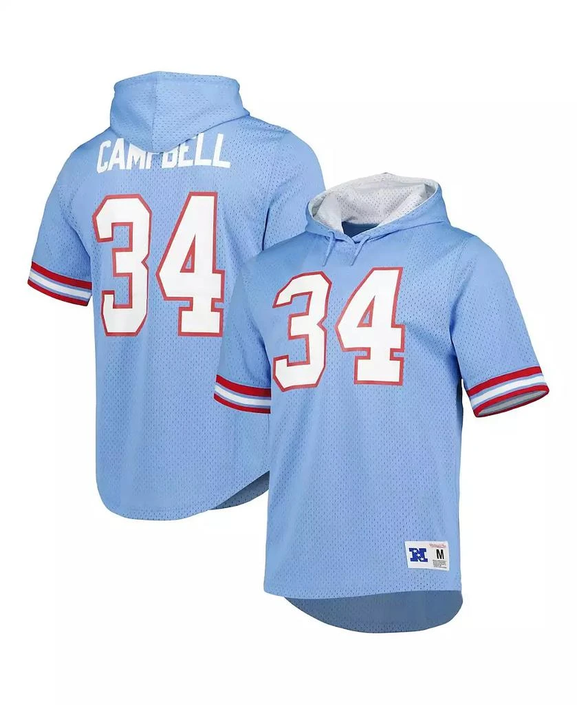 Mitchell & Ness Men's Earl Campbell Light Blue Houston Oilers Retired Player Mesh Name and Number Hoodie T-shirt 1