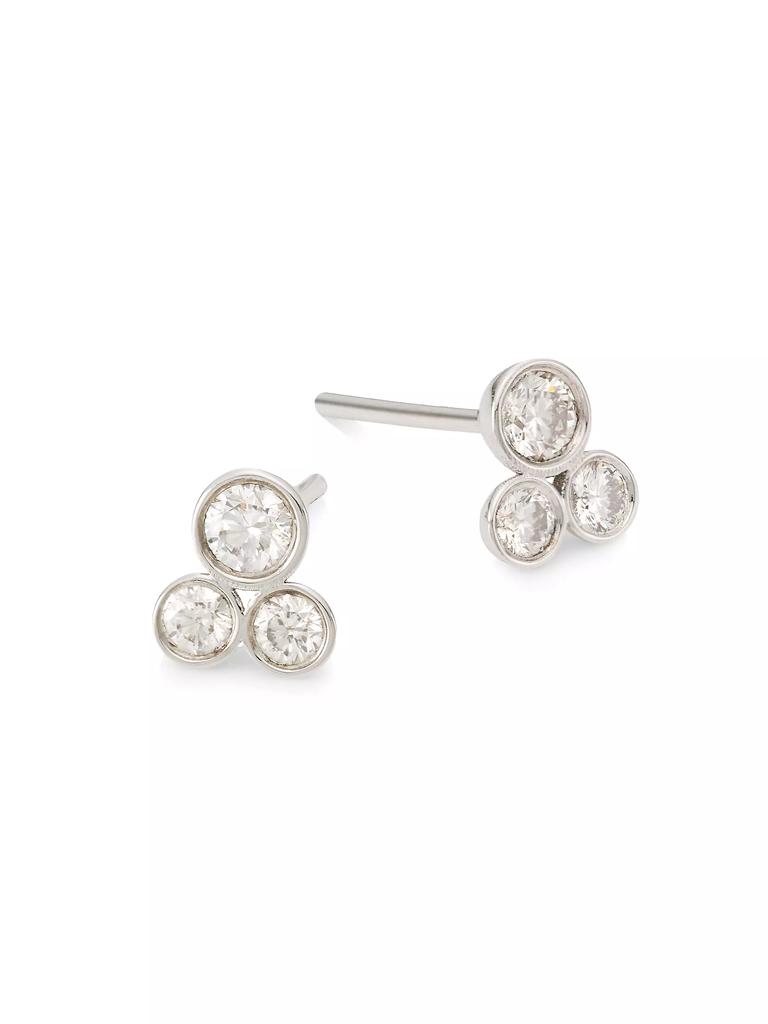 Ileana Makri Triple Dot 18K White Gold & Diamond Stud Earrings