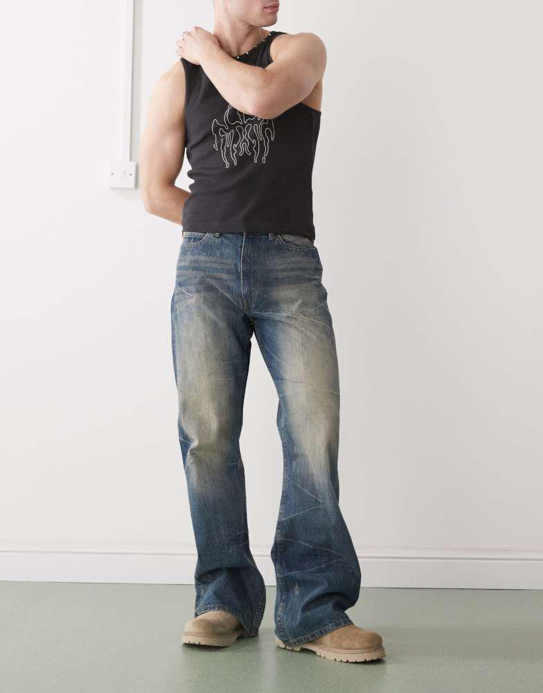Cheap Monday Cheap Monday Boo Bootleg rigid bootcut jeans in blue wash with faded highlight