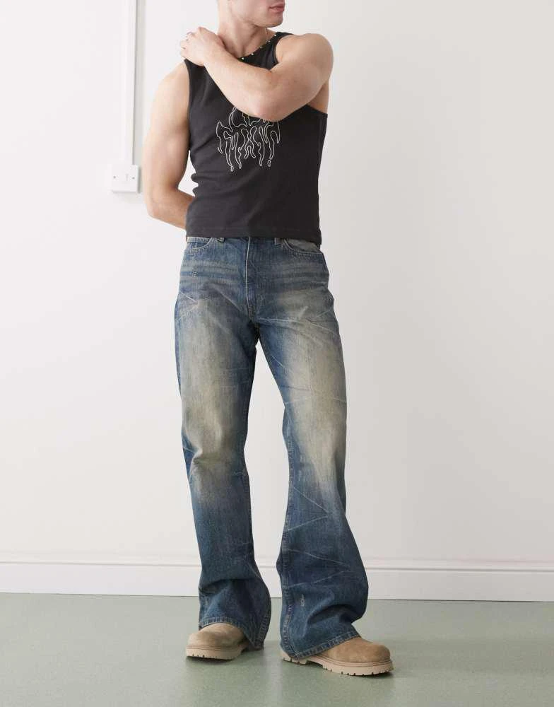 Cheap Monday Cheap Monday Boo Bootleg rigid bootcut jeans in blue wash with faded highlight 1