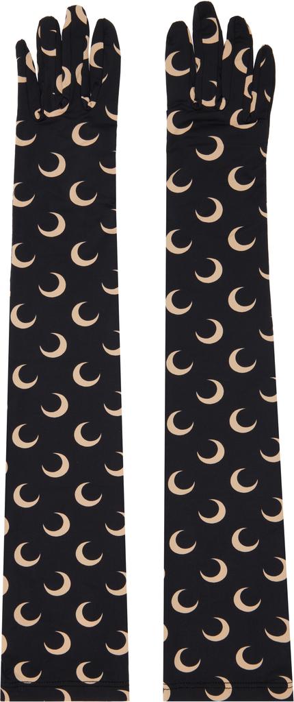 MARINE SERRE Black Regenerated All Over Moon Gloves