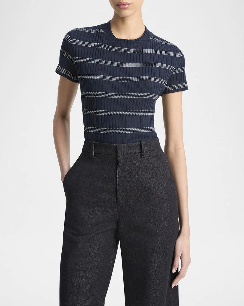 Vince Stripe Short-Sleeve Crewneck Tee 4