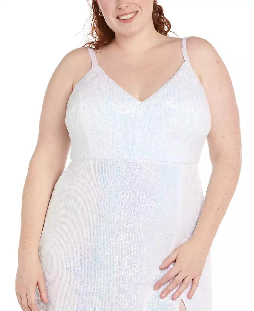 Morgan & Company Plus Size Sequinned High-Slit Dress 3