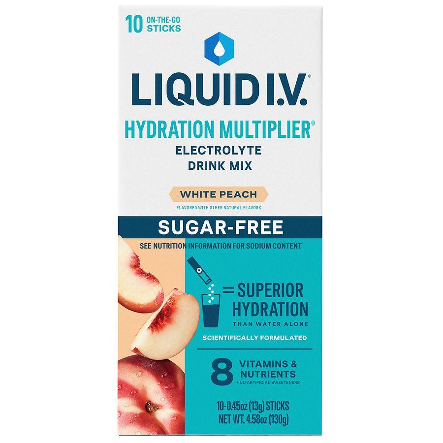 Liquid I.V. Hydration Multiplier - Sugar Free Electrolyte Drink Mix White Peach, 10ct
