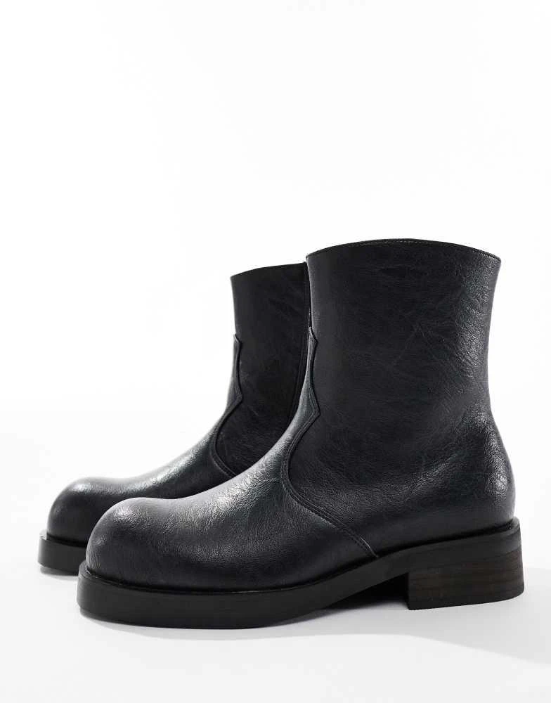 Koi Footwear KOI Fateless stacked biker boots in vintage black 4
