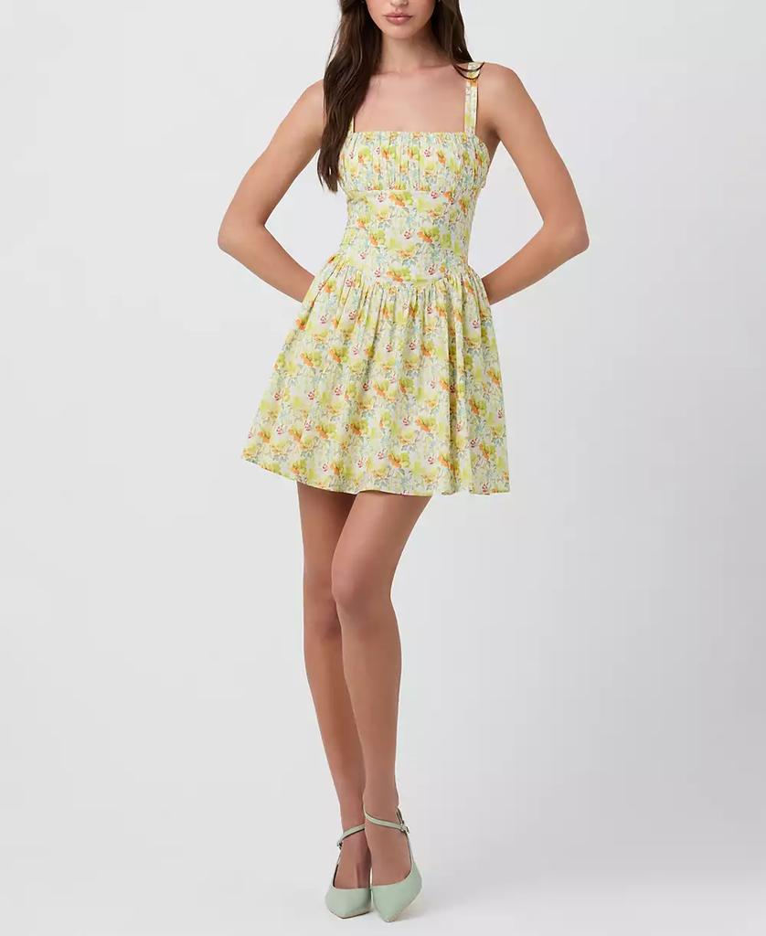 ASTR Women's Ruched Cotton Mini Dress