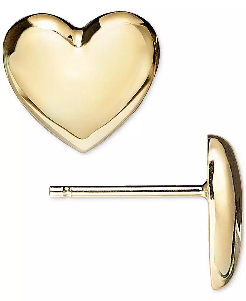 Macy's Polished Puffed Heart Stud Earrings in 10k Yellow Gold, Created for Macy's 3