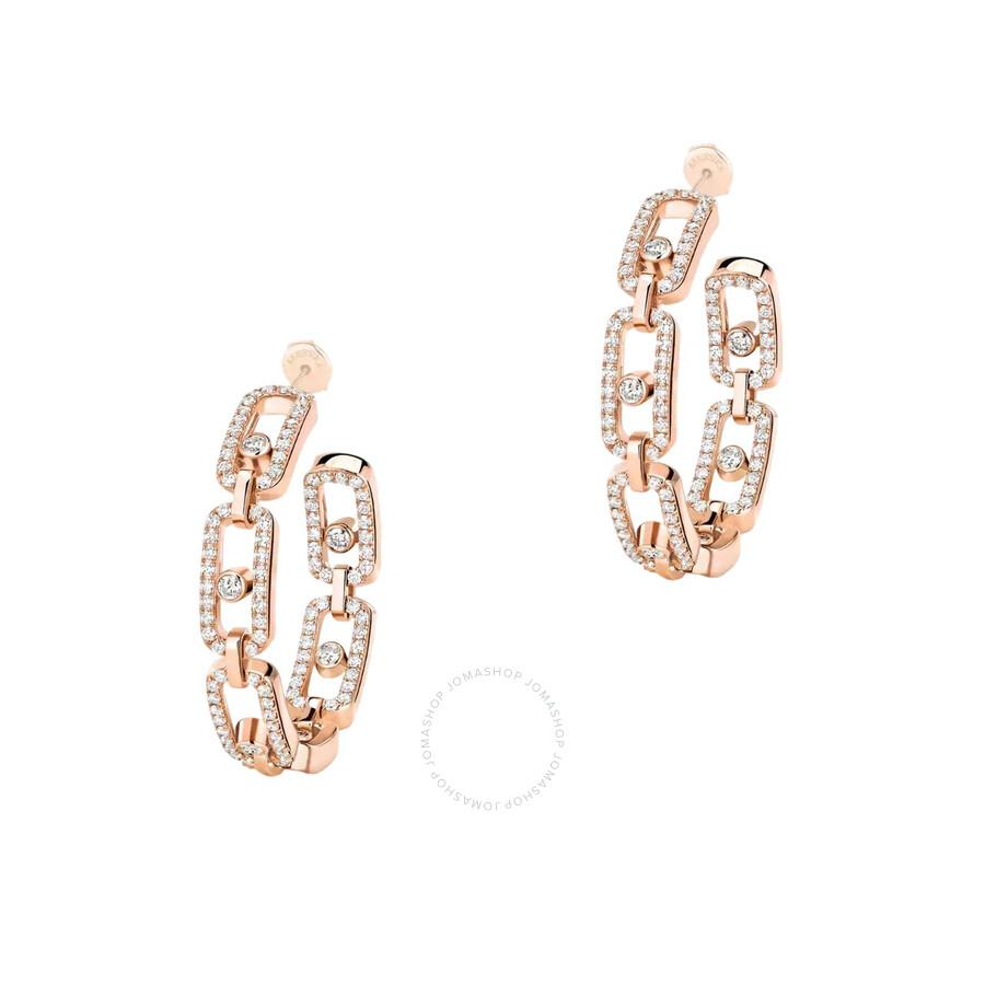 Messika Move Link 18k Rose Gold Diamond Hoop Earrings