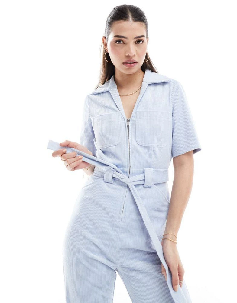 & Other Stories & Other Stories belted  jumpsuit in light blue 4