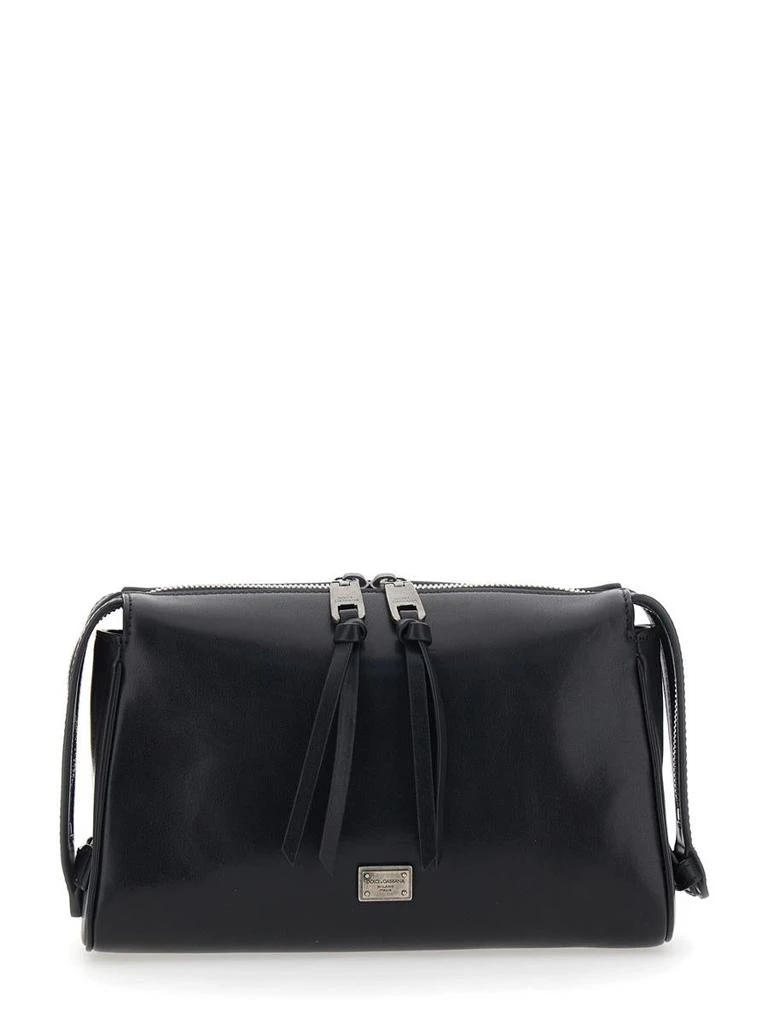 Dolce & Gabbana 'Vittoria' Black Mini Shoulder Bag With Adjustable And Removable Shoulder Strap And Logo Plaque On The Front In Leather Man 3