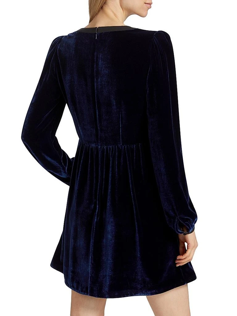 Saloni Camille Bows Velvet Minidress 5