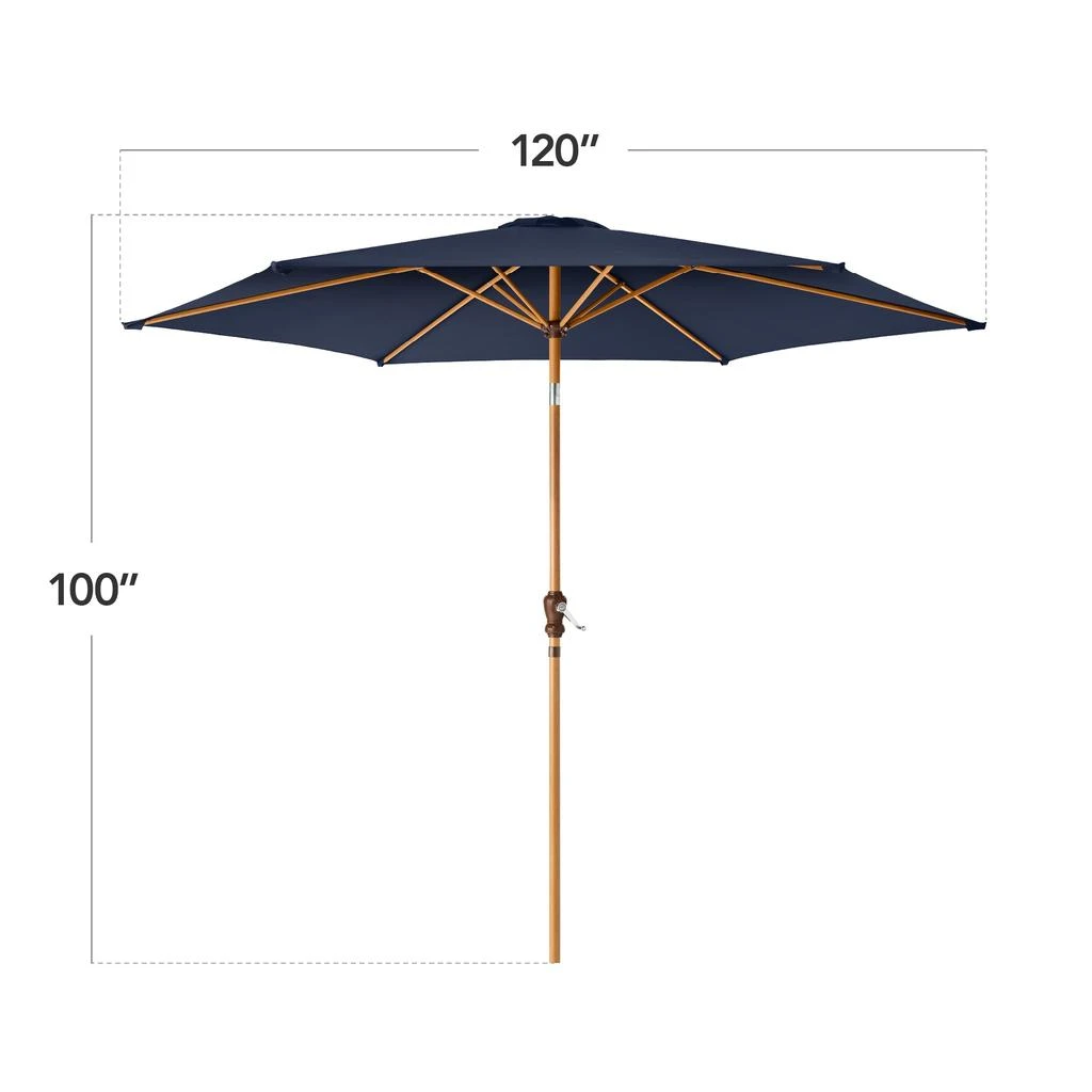 Best Choice Products 10ft Outdoor Woodgrain Pattern Steel Market Patio Umbrella w/ Crank, Tilt - Navy Blue 2