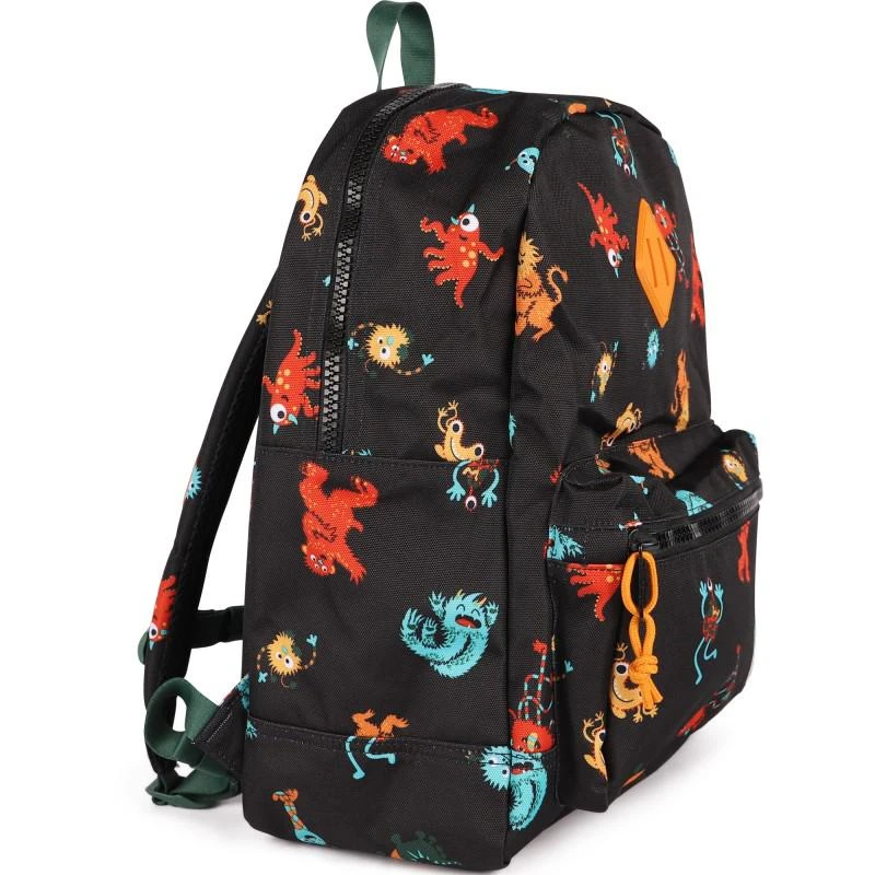Herschel Supply All over funny creatures black backpack front pocket 2