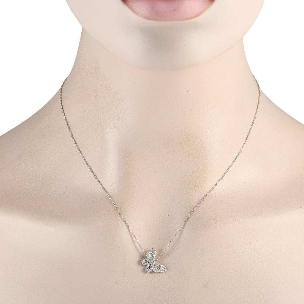 Non Branded 18K White Gold 0.56ct Diamond Butterfly Necklace ANK-18323