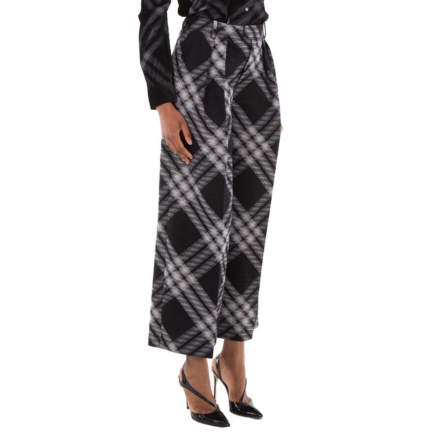 Burberry Wide-Leg Tartan Wool Boyfriend Trousers
