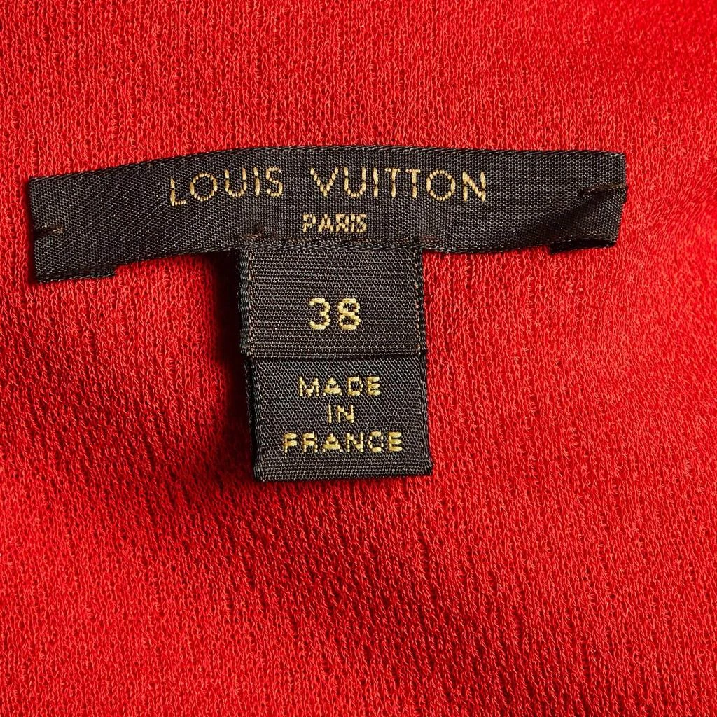 Louis Vuitton Louis Vuitton Red Crepe Brooch Detail Short Dress M 4