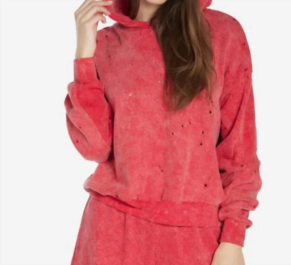 Michael Lauren Trainor-Oversized Crop Hoodie In Brick 1