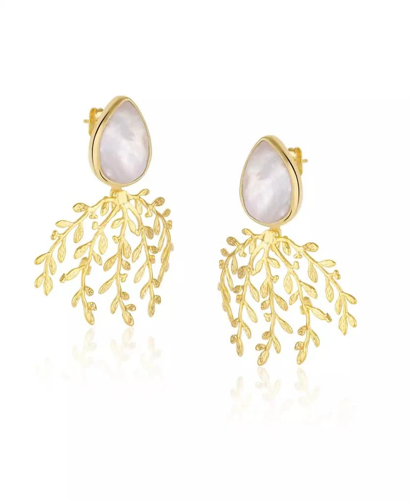 Spero London Mother Of Pearl Olive Branch Sterling Earring