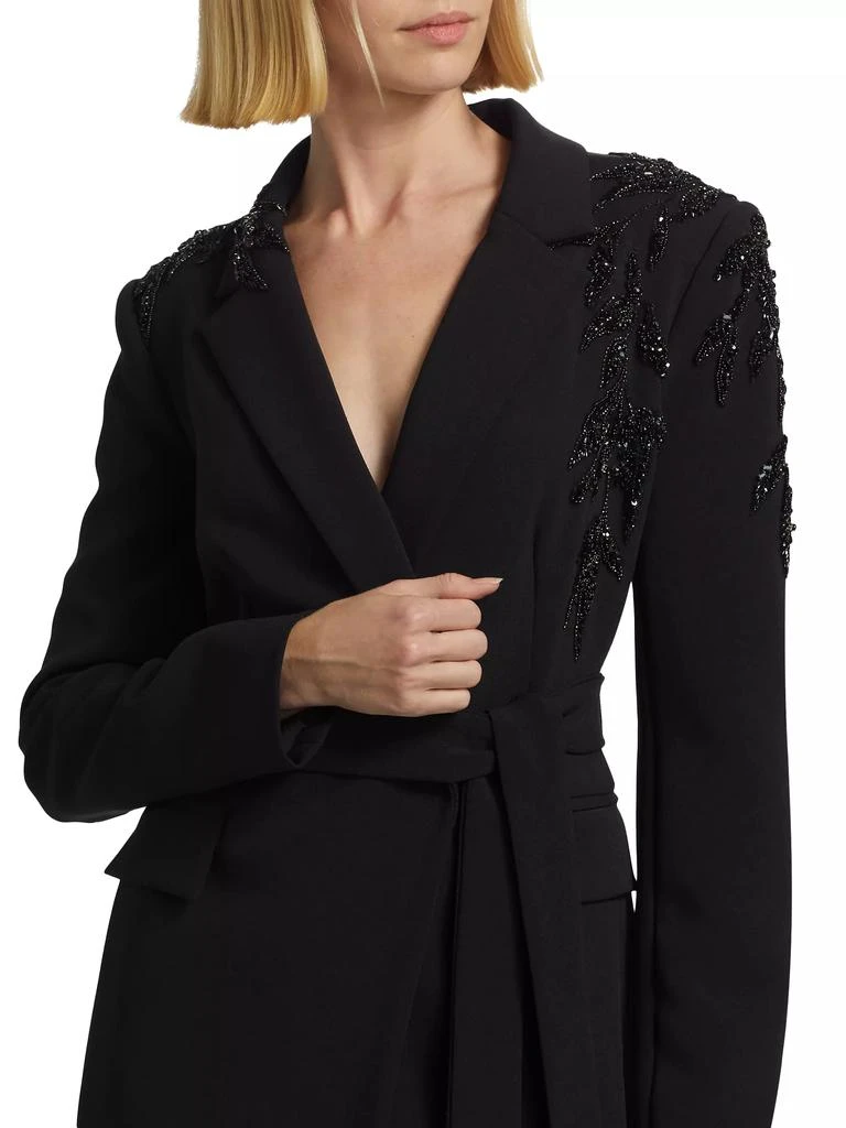 Badgley Mischka Embellished Crepe Wrap-Style Cocktail Dress 6