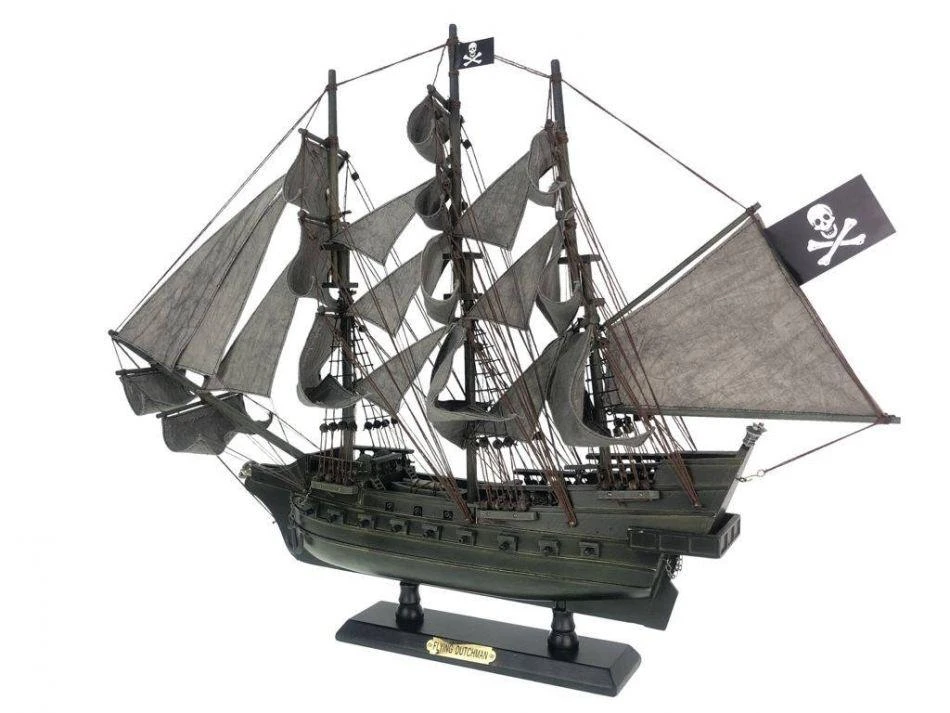 Handcrafted Cast Iron Wooden Flying Dutchman Limited Model Pirate Ship 26" 2