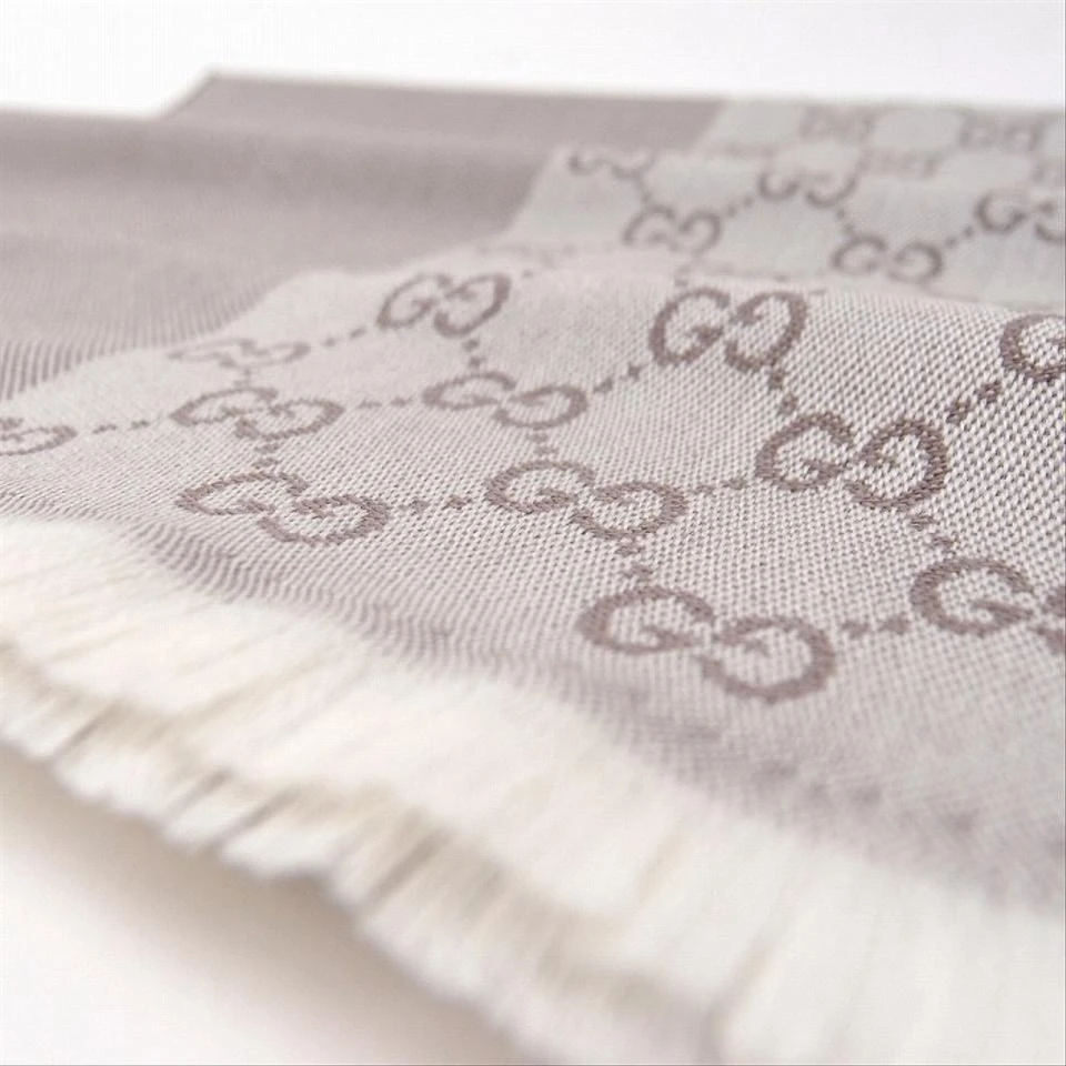 Gucci Gucci - Beige GG Monogram Half Web Wool Scarf 4