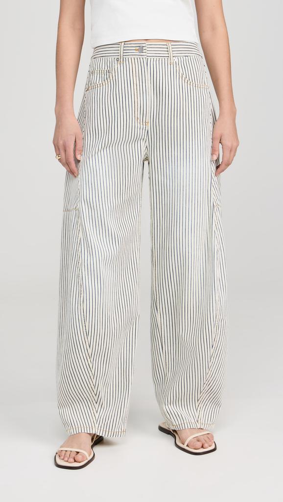 Tibi Stone Washed Striped Denim Sid Jeans