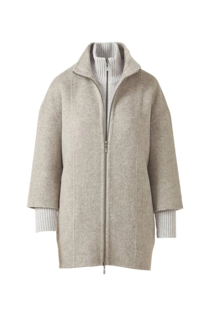 Kinross Kinross - Brushed Herringbone Zip Mock Coat 2