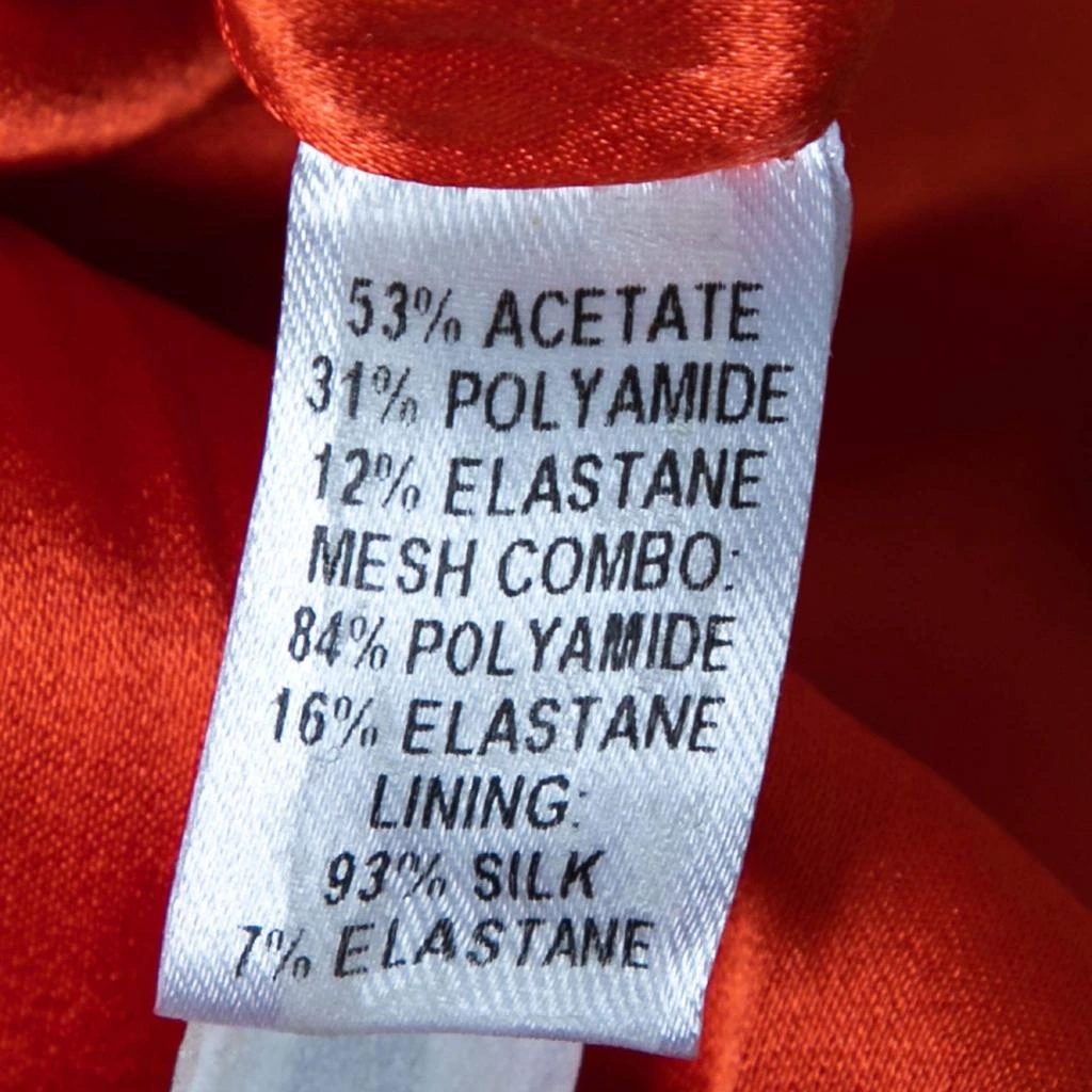 CUSHNIE Cushnie Et Ochs Tangerine Orange Stretch Satin Jersey Mesh Paneled Gown S 7