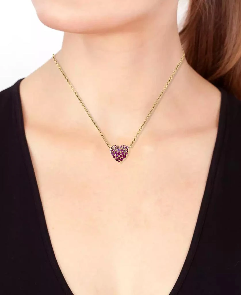 Effy EFFY® Pink Sapphire (1/3 ct. t.w.)
Ruby (3/8 ct. t.w.) Heart Ombré Cluster Pendant Necklace in 14k Gold, 18" + 1" extender 2