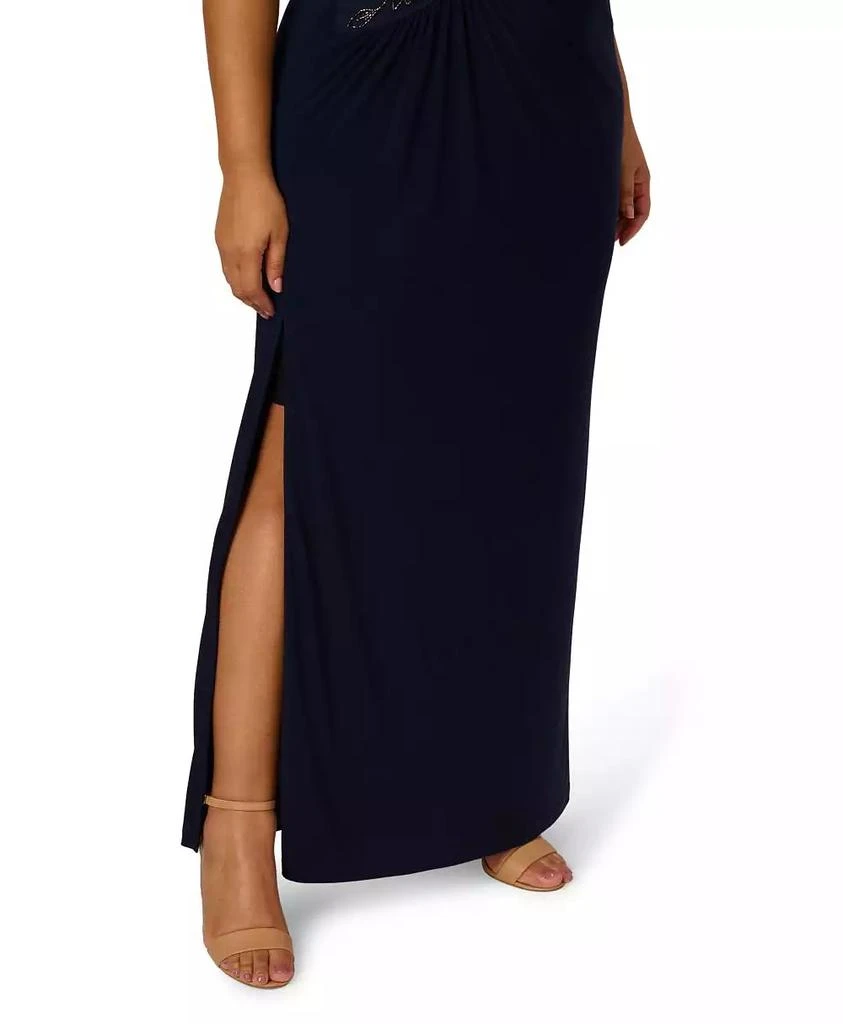 Adrianna Papell Plus Size Jersey Beaded Long Sleeveless Dress 5