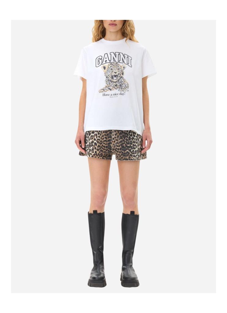 Ganni Basic Jersey Leopard Relaxed T-shirt