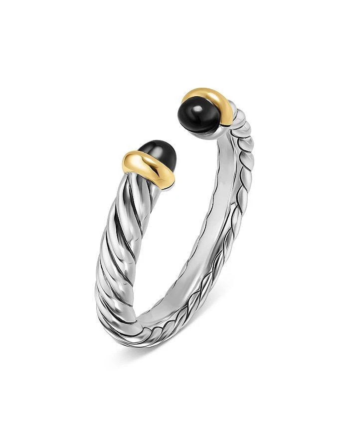 David Yurman Petite Cable Open Ring in Sterling Silver with 14K Yellow Gold, 3.4mm 3