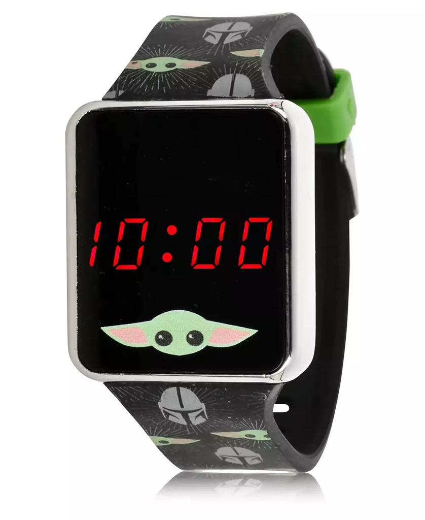 Accutime Star Wars Kid's Baby Yoda Touch Screen Black Silicone Strap LED Watch, 36mm x 33 mm