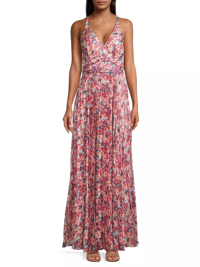 Laundry by Shelli Segal Pleated Floral Maxi Dress 3