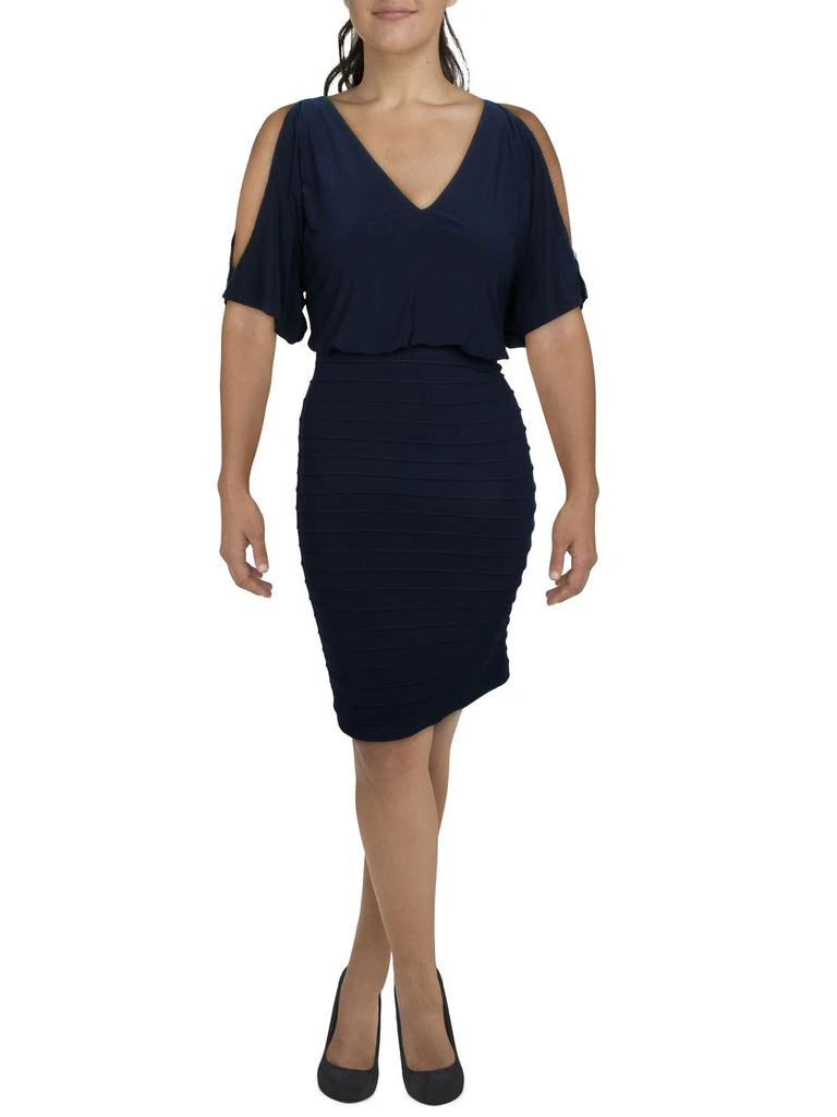 Adrianna Papell Womens Cold Shoulder Beaded Cocktail and Party Dress 3
