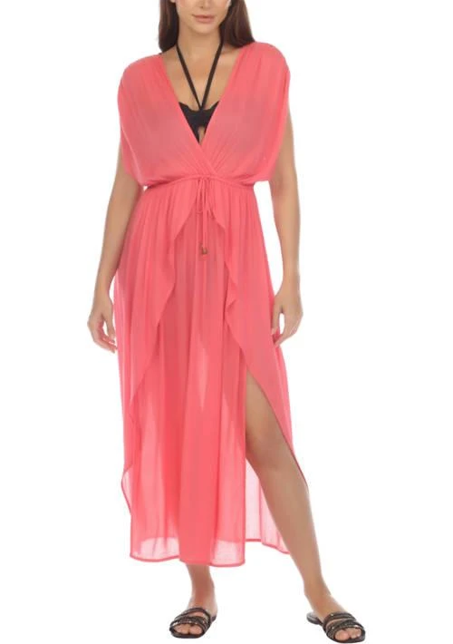 RAVIYA Short Sleeve Pullover Flyaway Maxi Dress Swim Cover Up 4