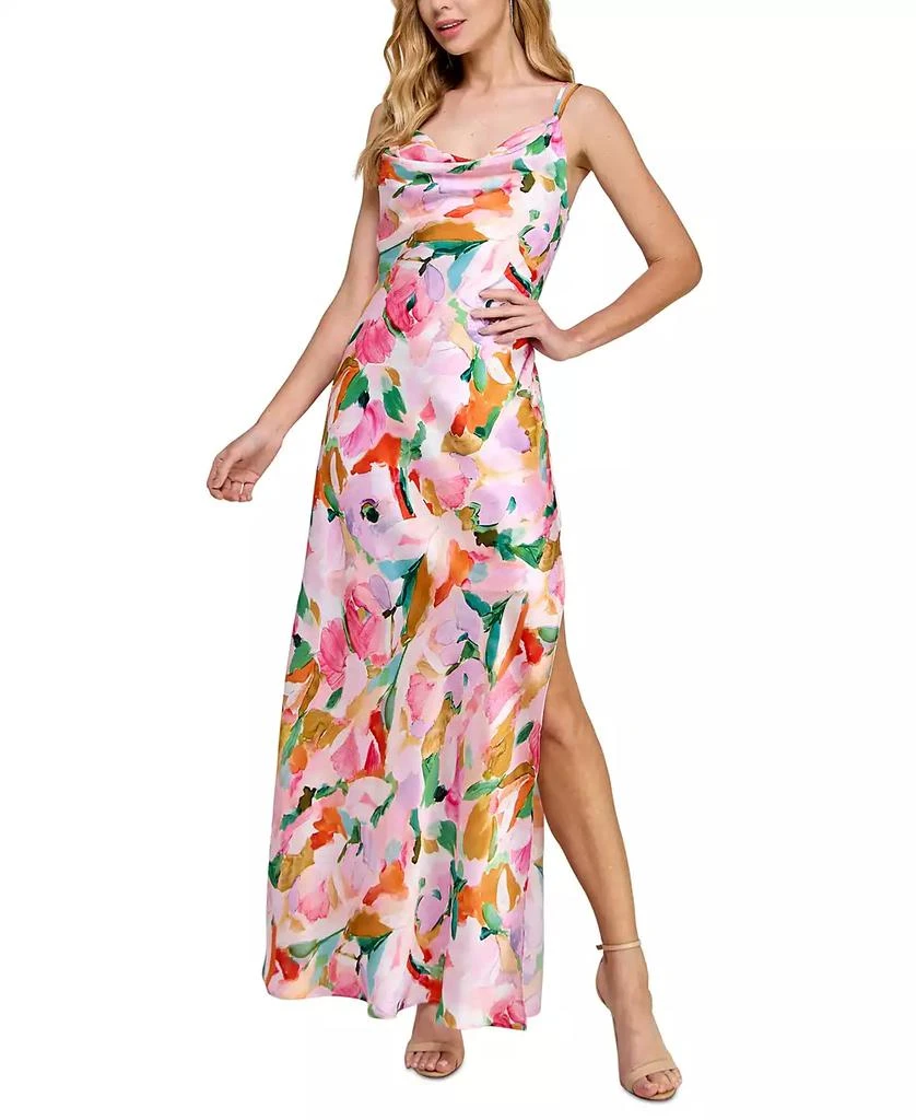 Morgan & Company Juniors' Floral Cowlneck Maxi Dress 4
