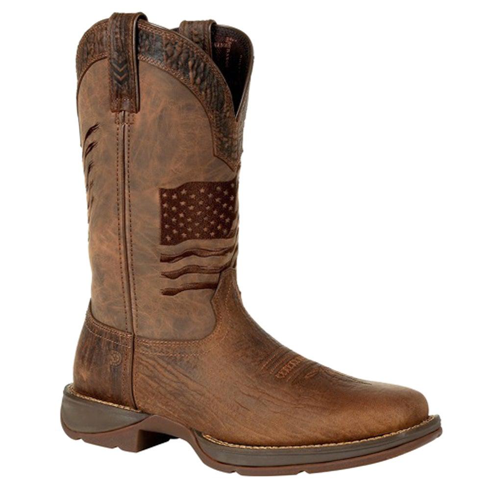 Durango Rebel Distressed Flag Embroidery Western Patriotic Square Toe Cowboy Boots